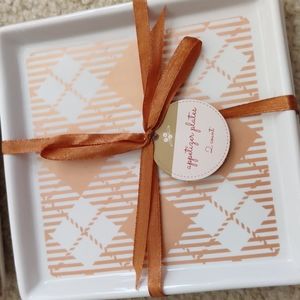 4 Appetizer Plates (2 sets of 2) Gold and Cream NWT